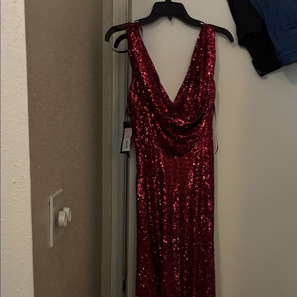 Cachet Red Sequin Prom Dress
